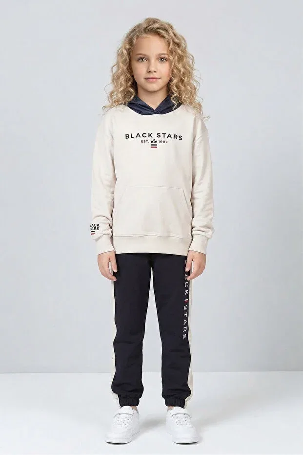 Детский спортивный костюм с капюшоном с принтом Black One, Stone