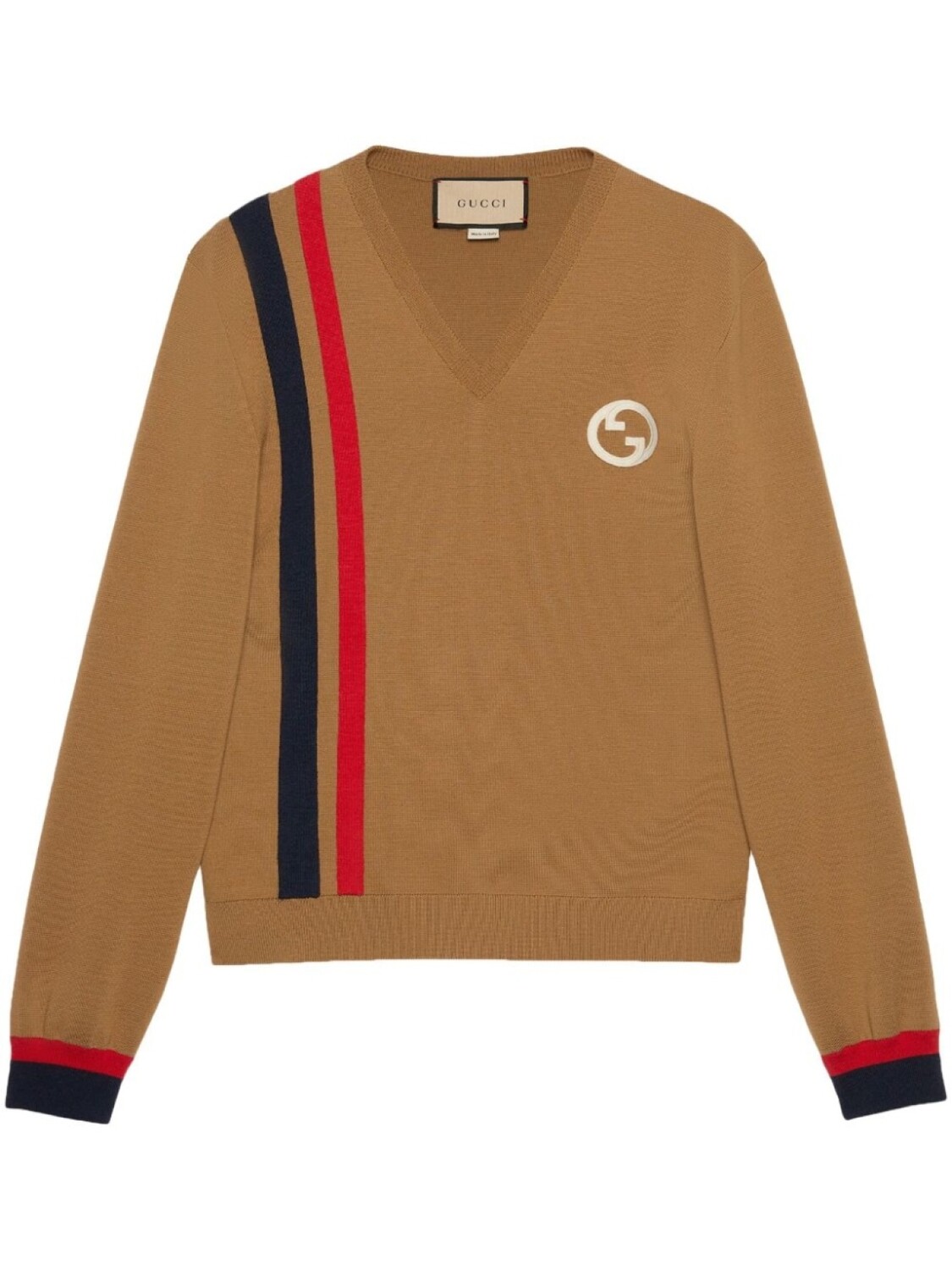 

Шерстяной джемпер с логотипом Interlocking G Gucci, коричневый