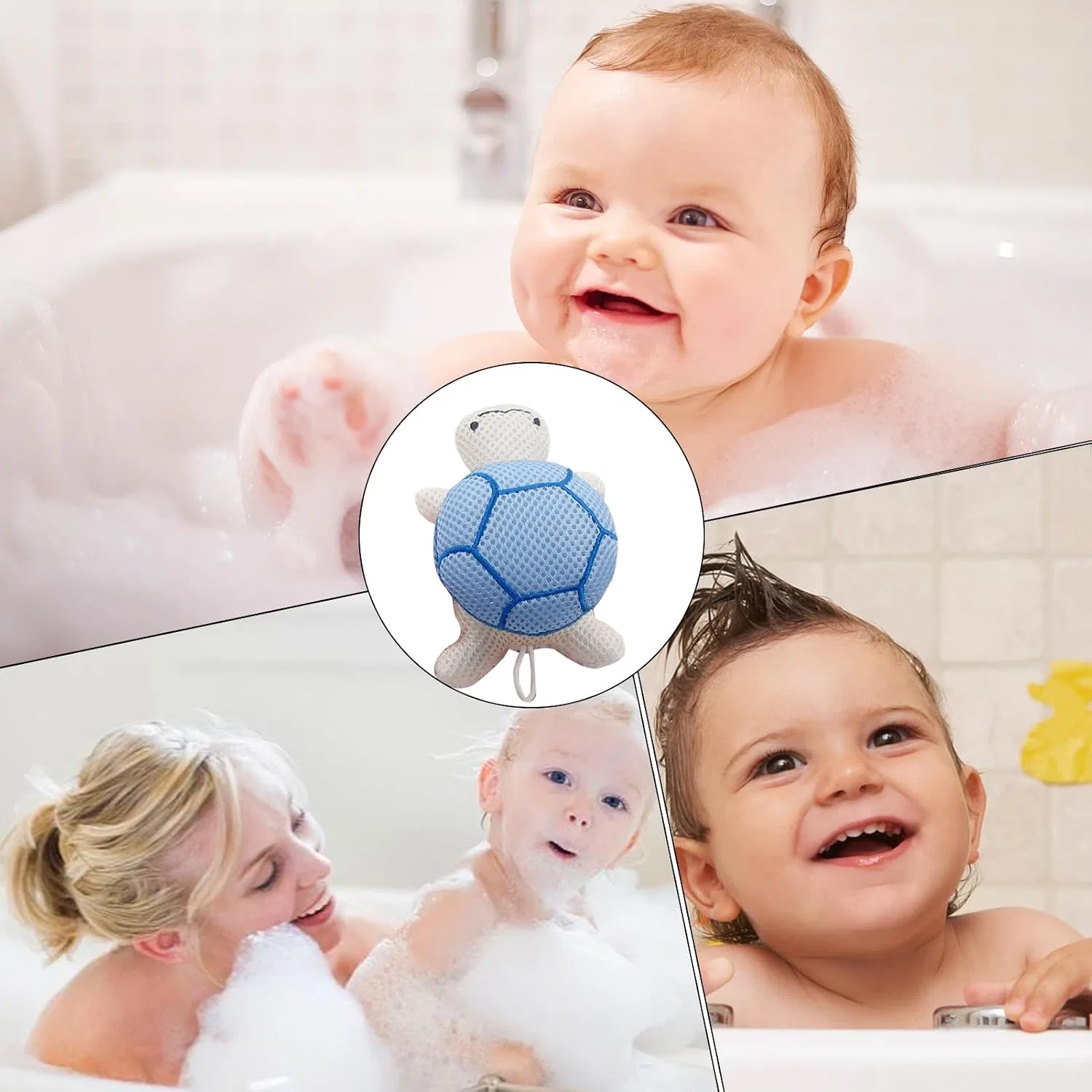 Мочалка для душа Mesh Turtle Bath, Vitsrisea, 1 шт, 14x9x6 см, Blue — фото 4