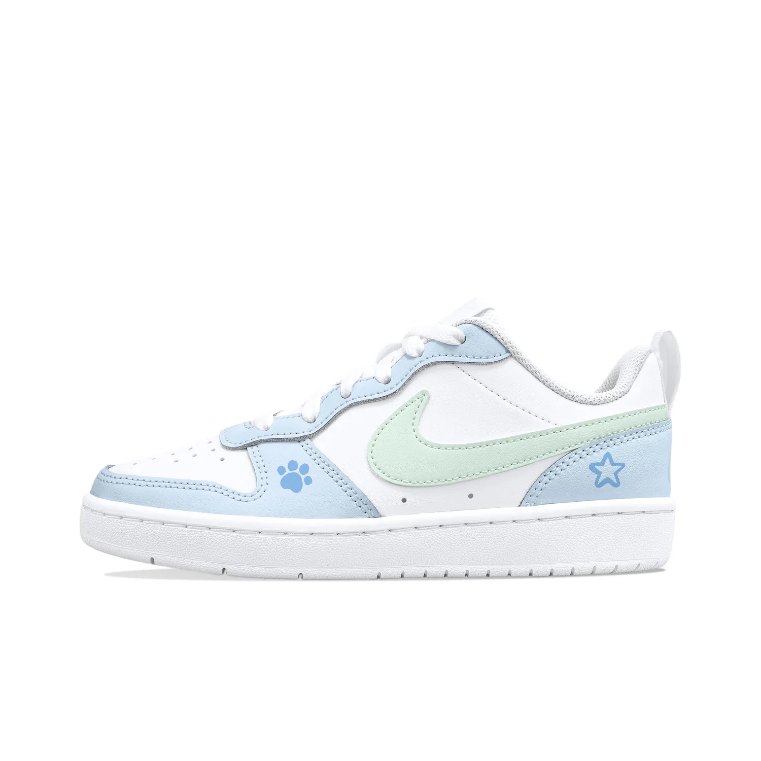 Детские кеды для скейтбординга Nike Court Borough, Белый Синий (Milk Blue Meow Claw) — фото 3