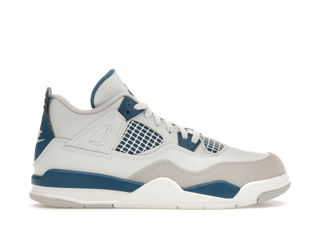 Детские кроссовки Lifestyle с принтом Jordan 4 Retro Jordan, Off-White/Military Blue/Neutral Grey
