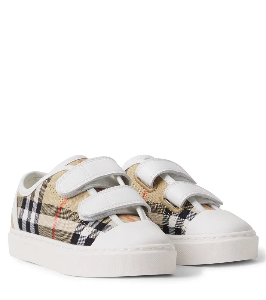 Кроссовки из парусины в клетку Burberry Kids, коричневый
