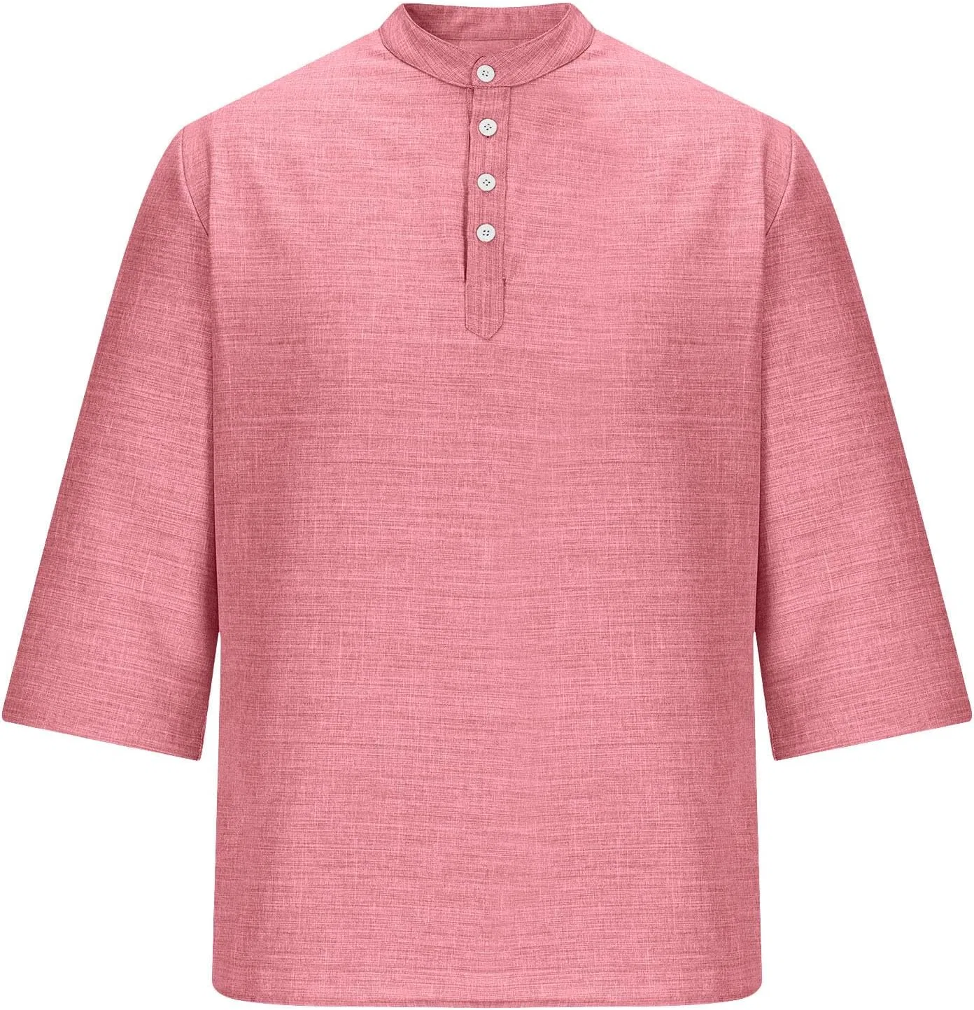 Мужская хенли рубашка с коротким рукавом регулярного кроя, Pink — фото 4