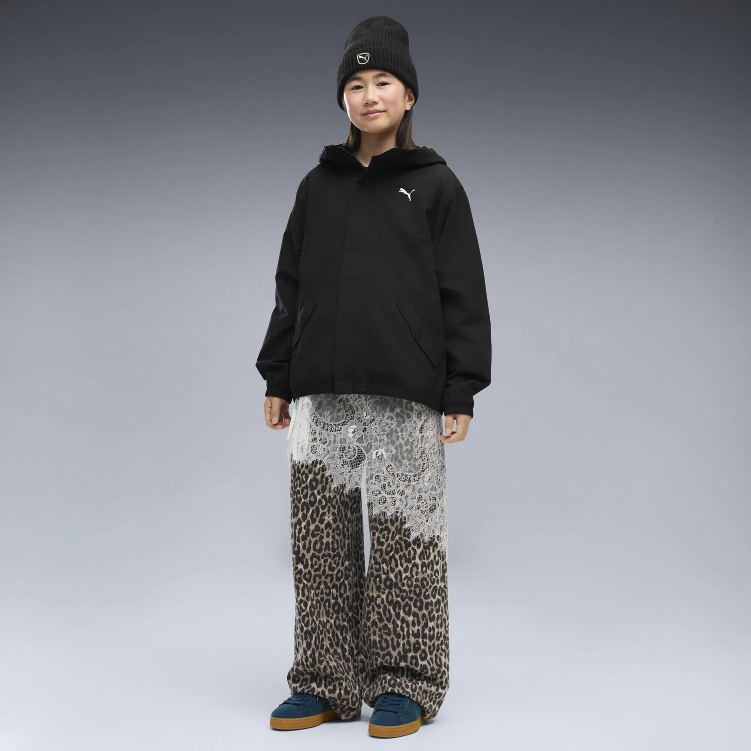 Детская куртка на флисе с капюшоном Puma, Schwarz — фото 4