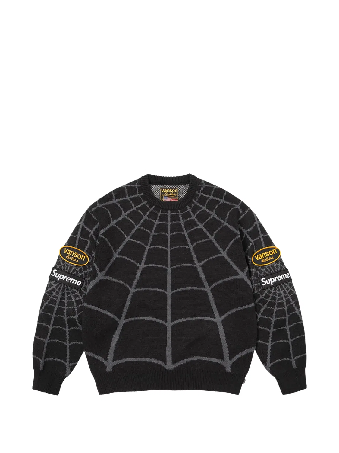 Свитер Spider-Man из коллаборации с Vanson Leathers x Marvel Supreme, черный