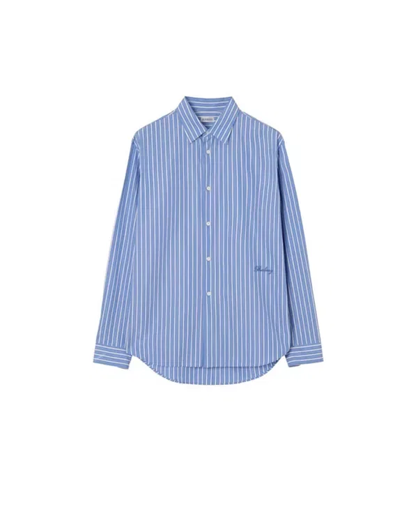 Мужская рубашка с длинным рукавом с полосками Relaxed fit striped cotton shirt Burberry, Classic Blue/White — фото 3