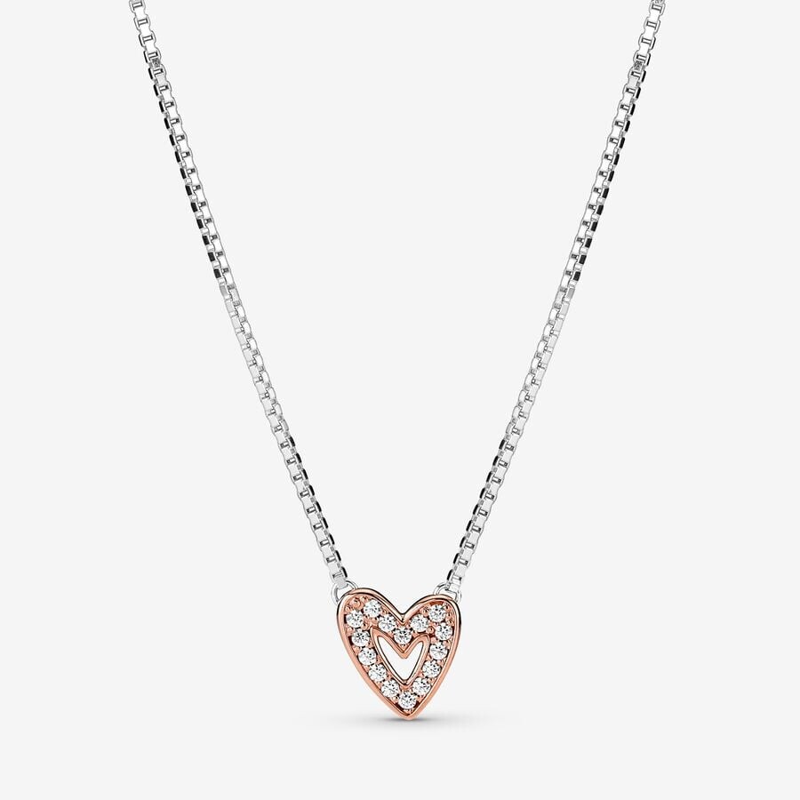 

Колье Pandora Sparkling Freehand Heart, розовое-золото