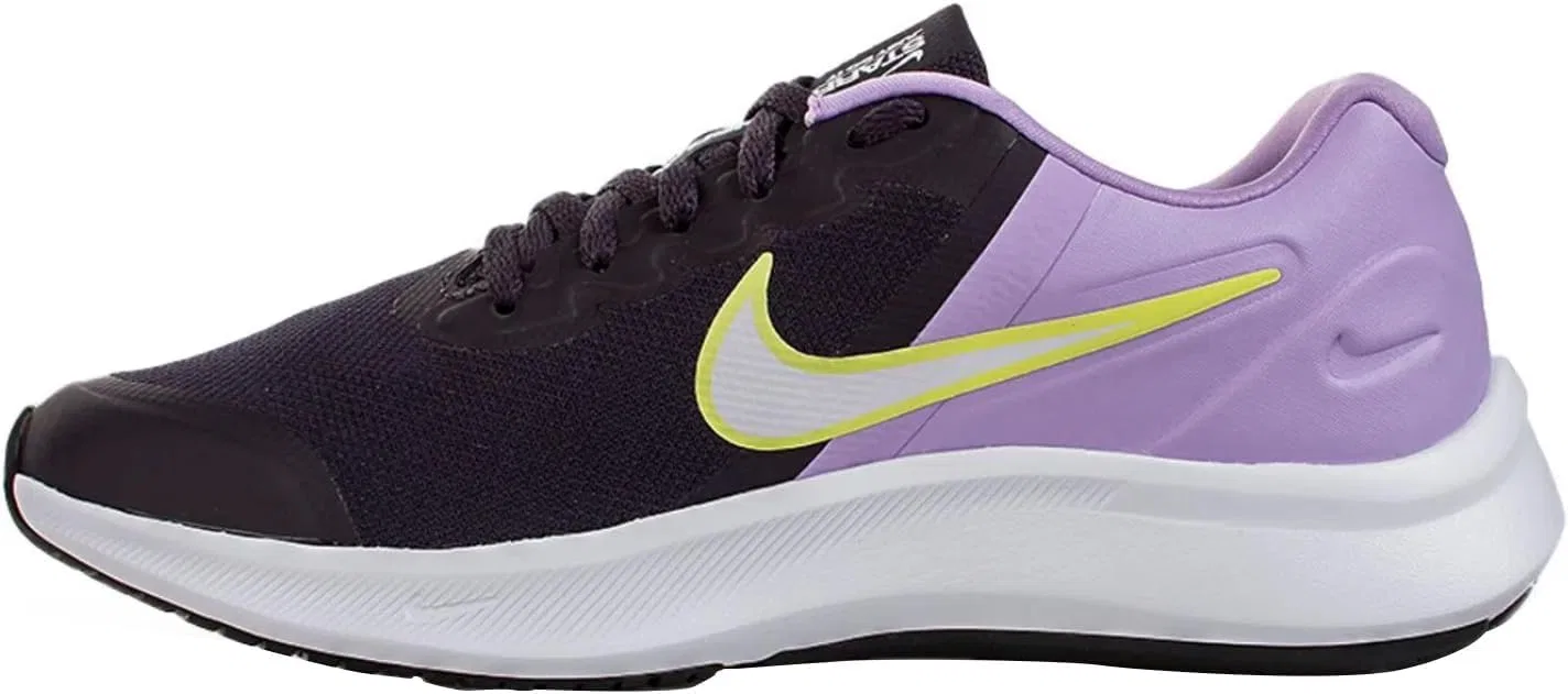 Детские кроссовки для мальчиков с длинным шнурком Star Runner 3 NIKE, Purple Cave White Lilac