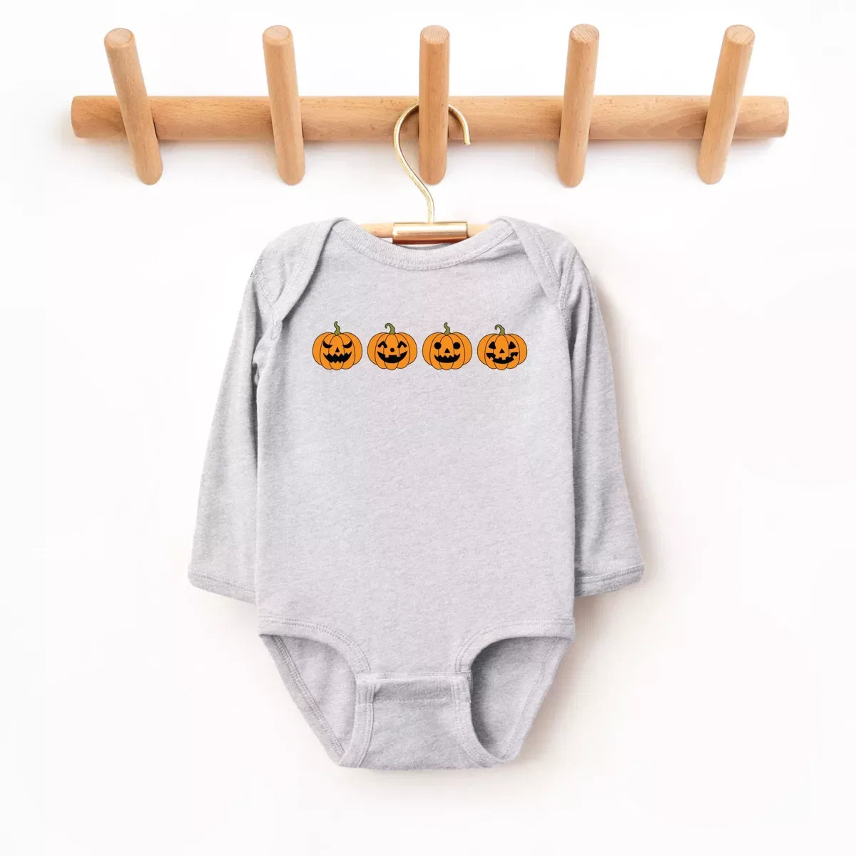 Детское боди с длинным рукавом Four Pumpkins The Juniper Shop, Heather Grey