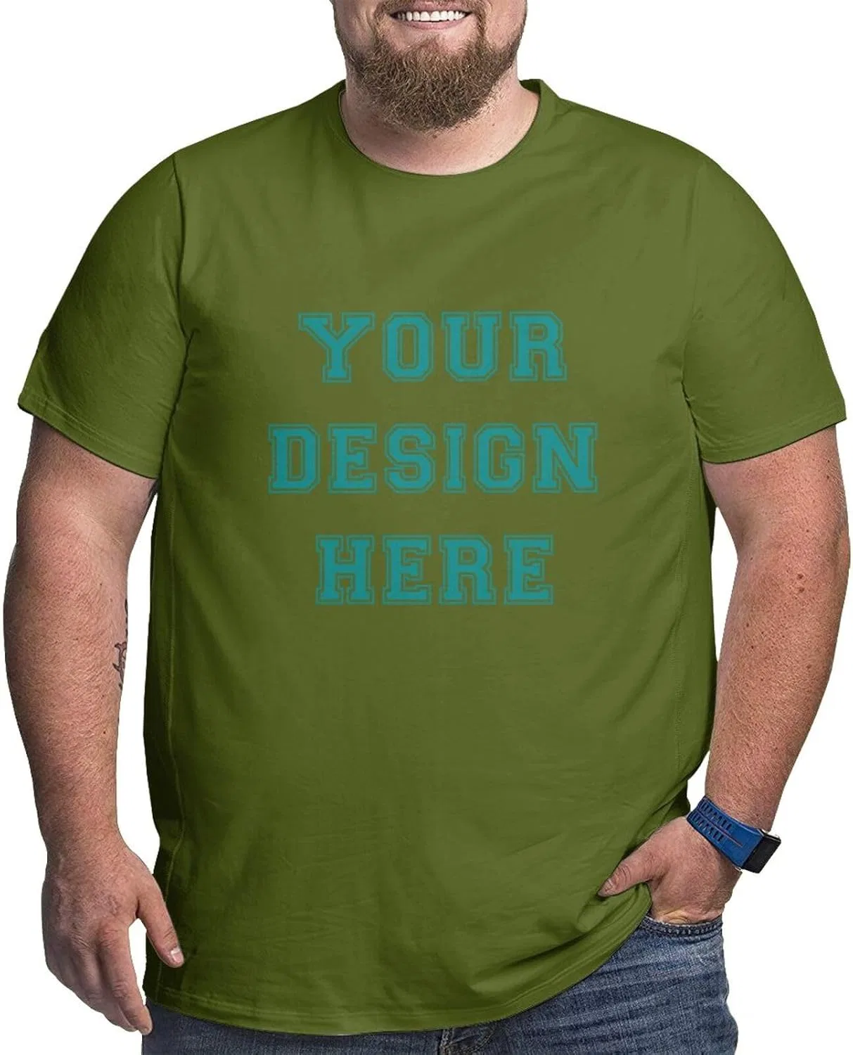 Мужская футболка свободного кроя Custom Big and Tall, Moss Green