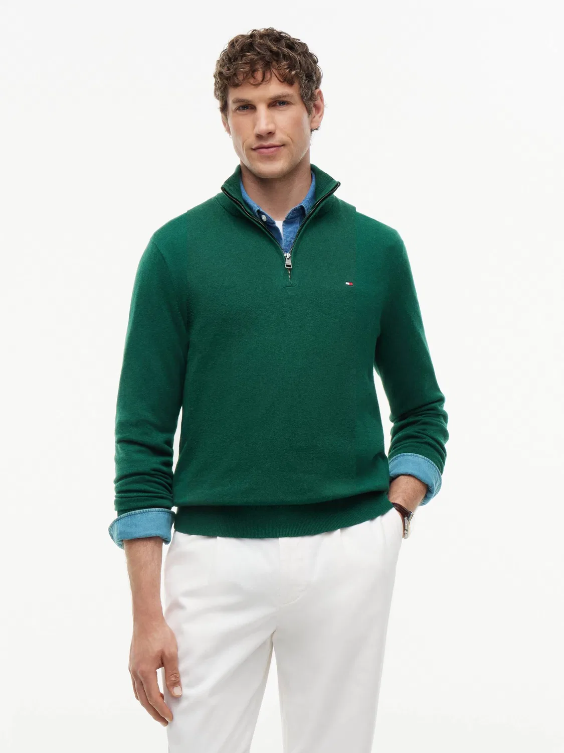 Свитер с молнией Tommy Hilfiger, Verde Bottiglia