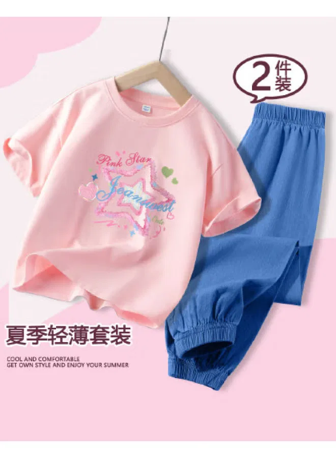 Jeanswest Комплект летний с коротким рукавом для девочек, розовый