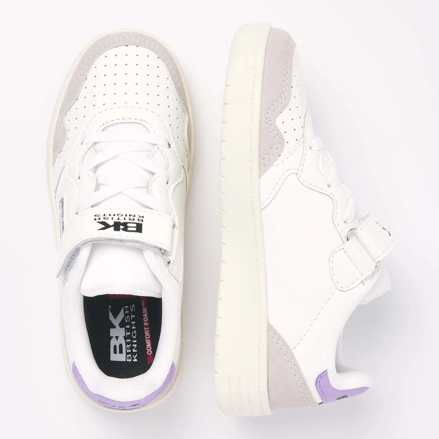 Детские кроссовки для девочек классические Noors BK British Knights, White Lilac — фото 4