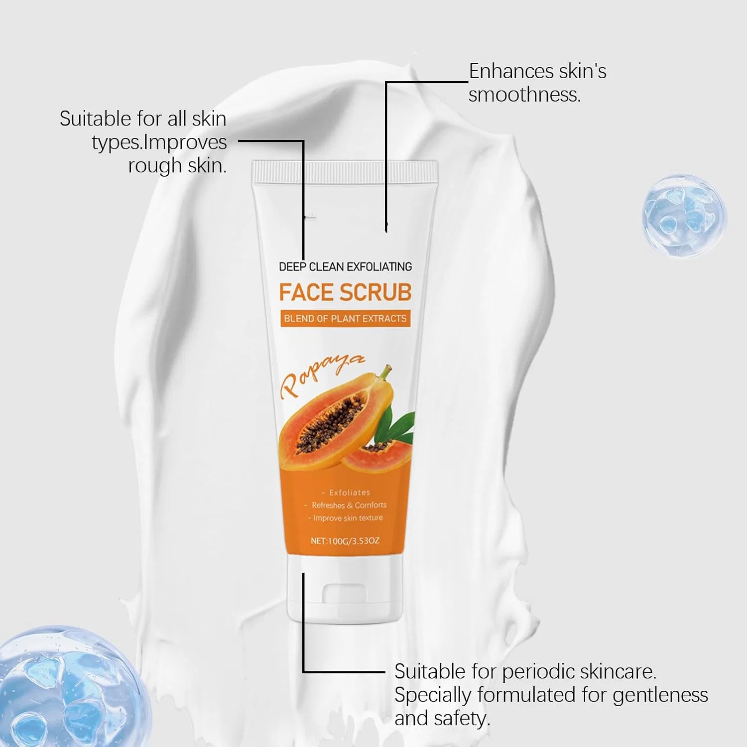 Скраб для лица Papaya Brightening Facial Scrub, Raevior, 100 г — фото 3