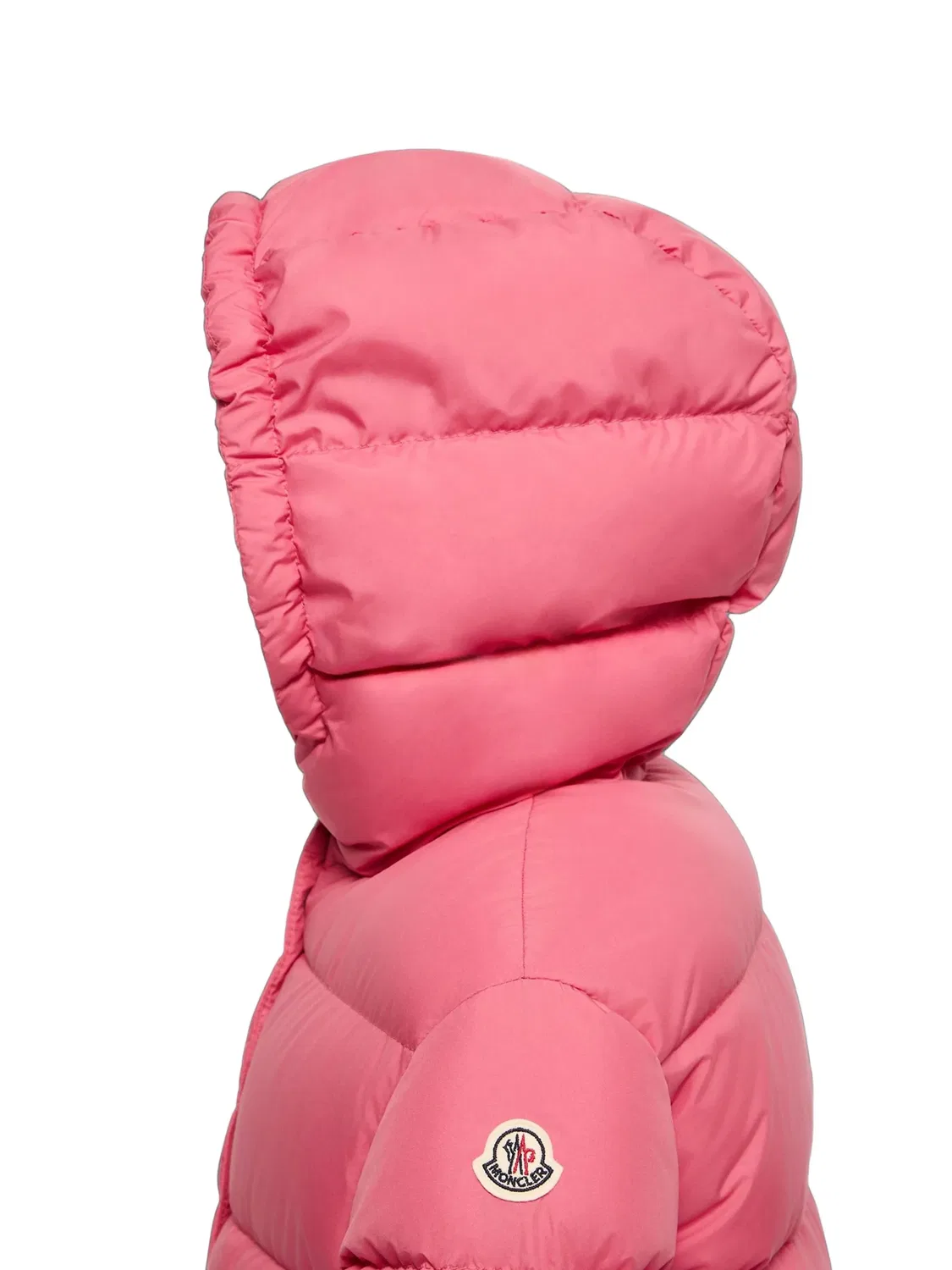 Стеганая куртка с капюшоном и нашивкой с логотипом Moncler Enfant, розовый — фото 4