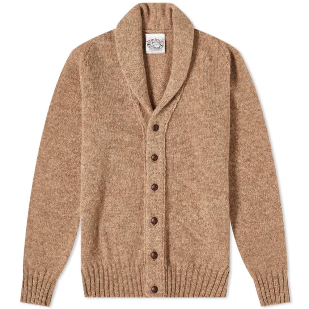 

Джемпер Jamieson's of Shetland Elbow Patch Shawl Collar Cardigan, Коричневый, Джемпер Jamieson's of Shetland Elbow Patch Shawl Collar Cardigan