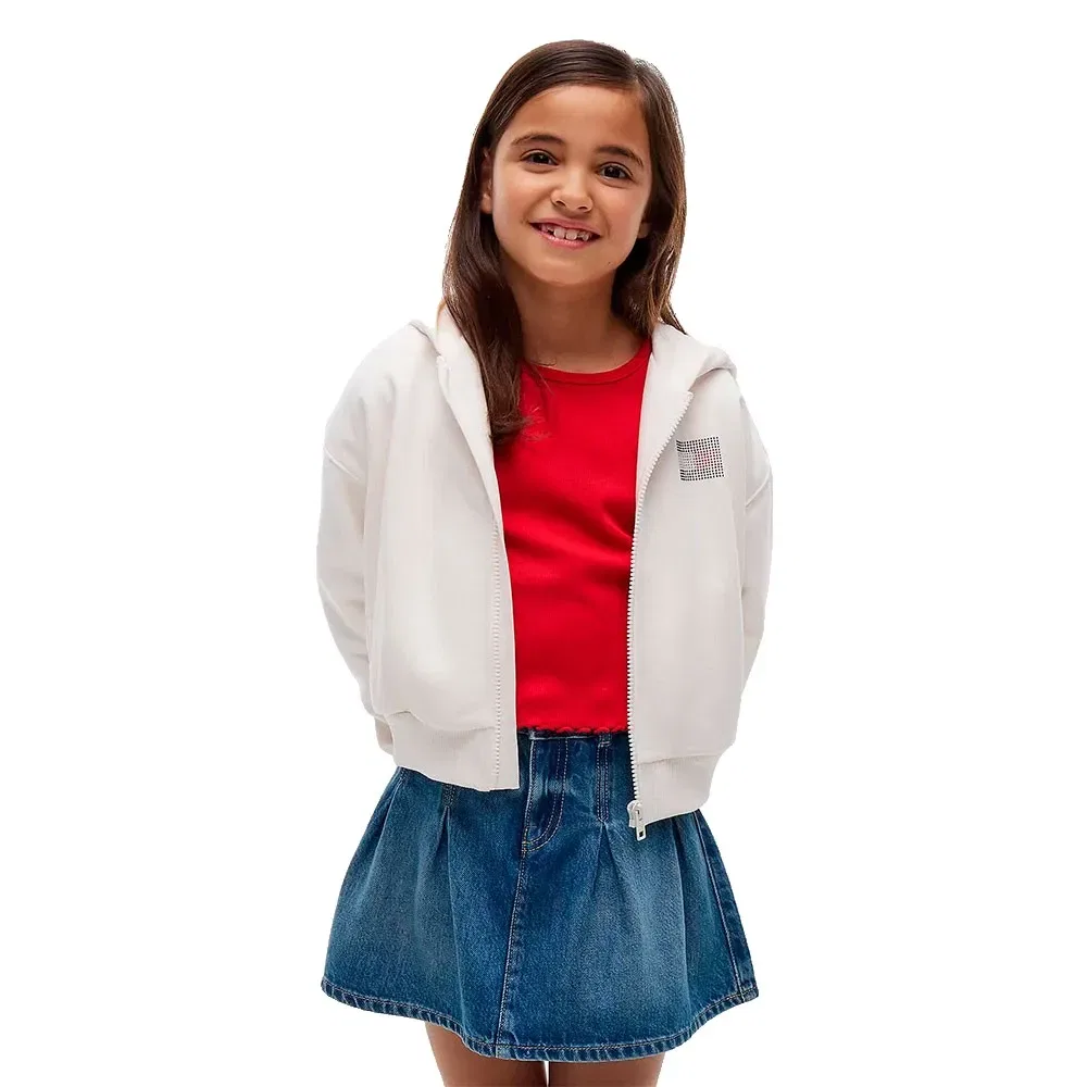 Детское худи для девочек с принтом Tommy hilfiger, White