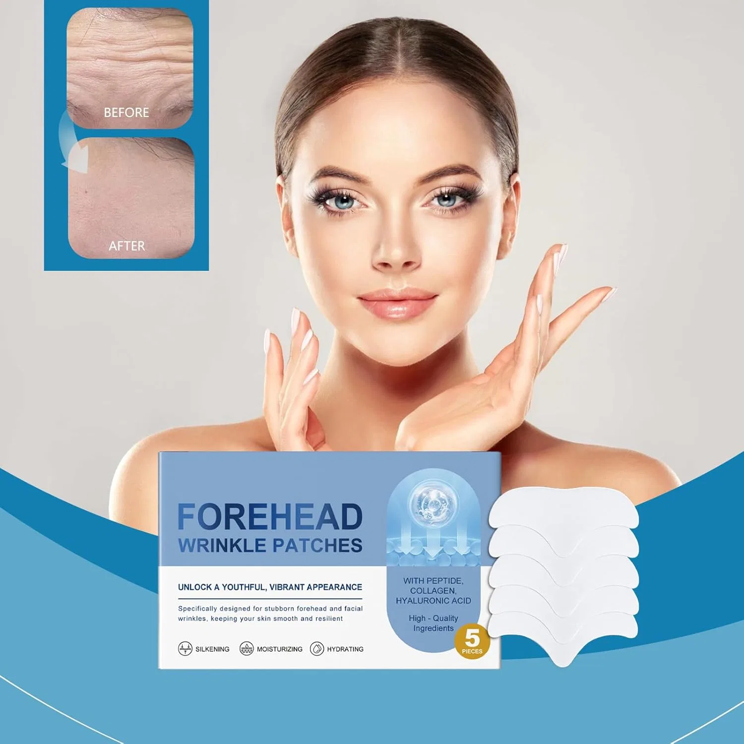 Патчи для лица от морщин на лбу, Silicone Face Tape, 15 шт, 2 Box-10 Pieces Generisch — фото 2