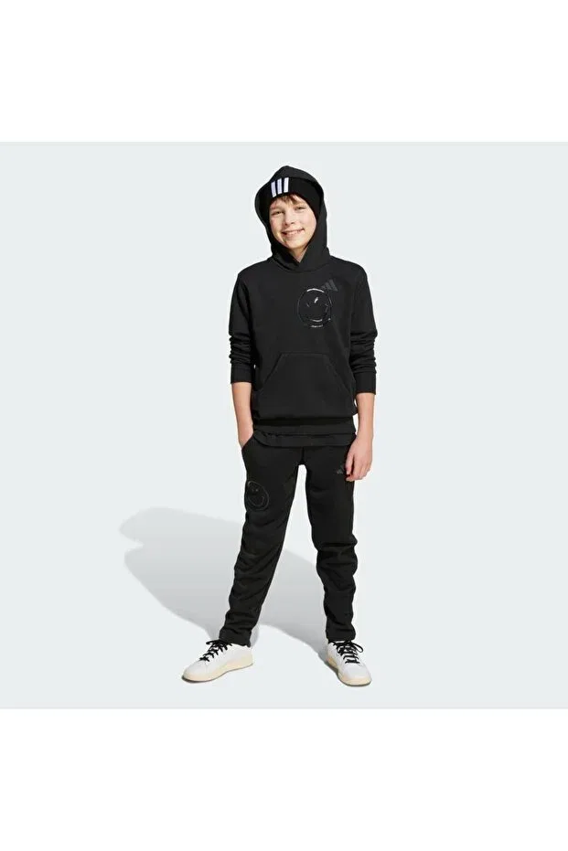 Детские спортивные брюки для девочек с принтом Adidas, Black — фото 3