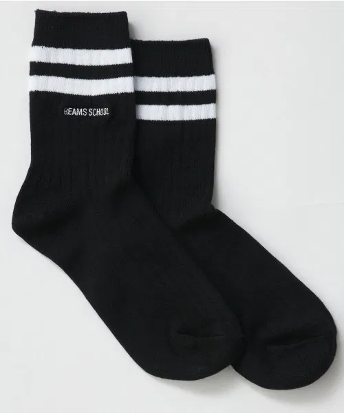 Детские носки с линиями 18 см BEAMS SCHOOL, Black