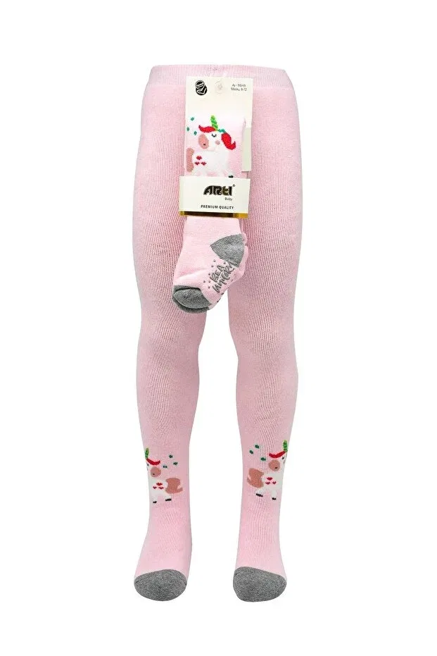 Детский комплект полотенец и колготок с принтом Unicorn Pink Printed Towel And Pantyhose Set Artı, Pink