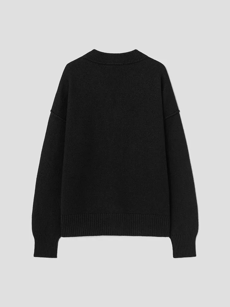 Кардиган с интарсией Adc Intarsia Felted Cardigan AMI PARIS, Black — фото 2