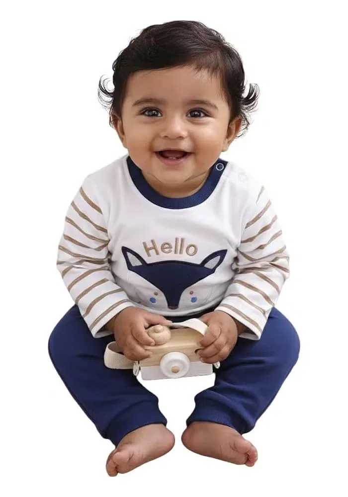Комплект из футера с длинным рукавом Regular Fit Cotton Track Set Baby Go, темно-синий — фото 2