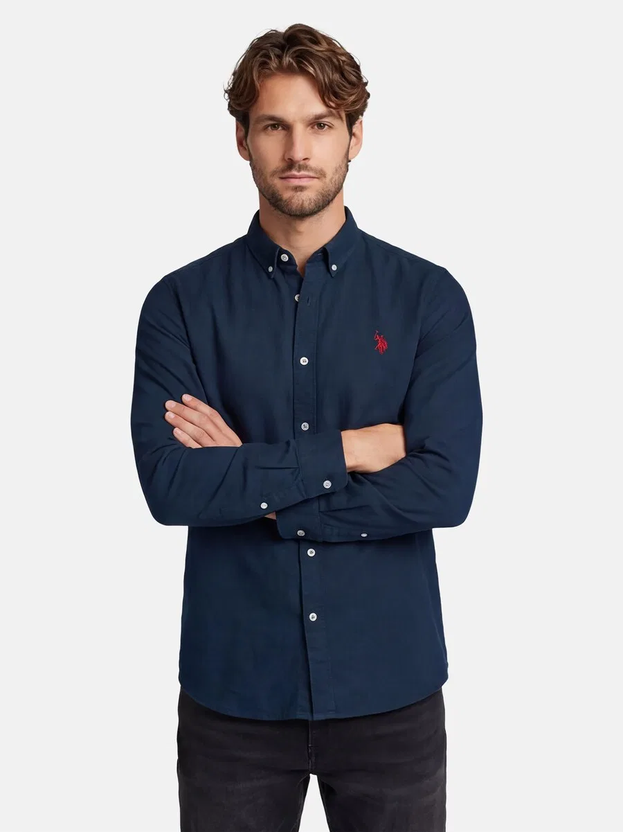 Рубашка на пуговицах стандартного кроя, темно-синяя U.S. POLO ASSN. — фото 2