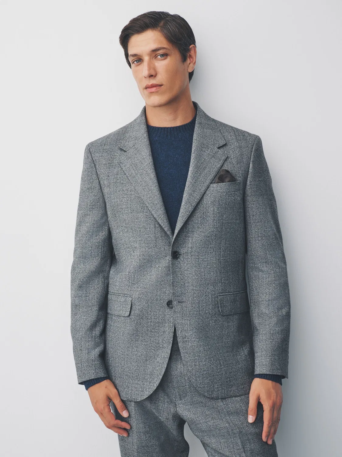 Пиджак Tailored Fit Wool Blend Next, серый — фото 3