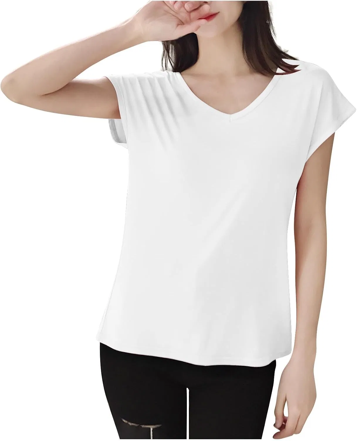 Женская футболка с V-образным вырезом, Activewear, White
