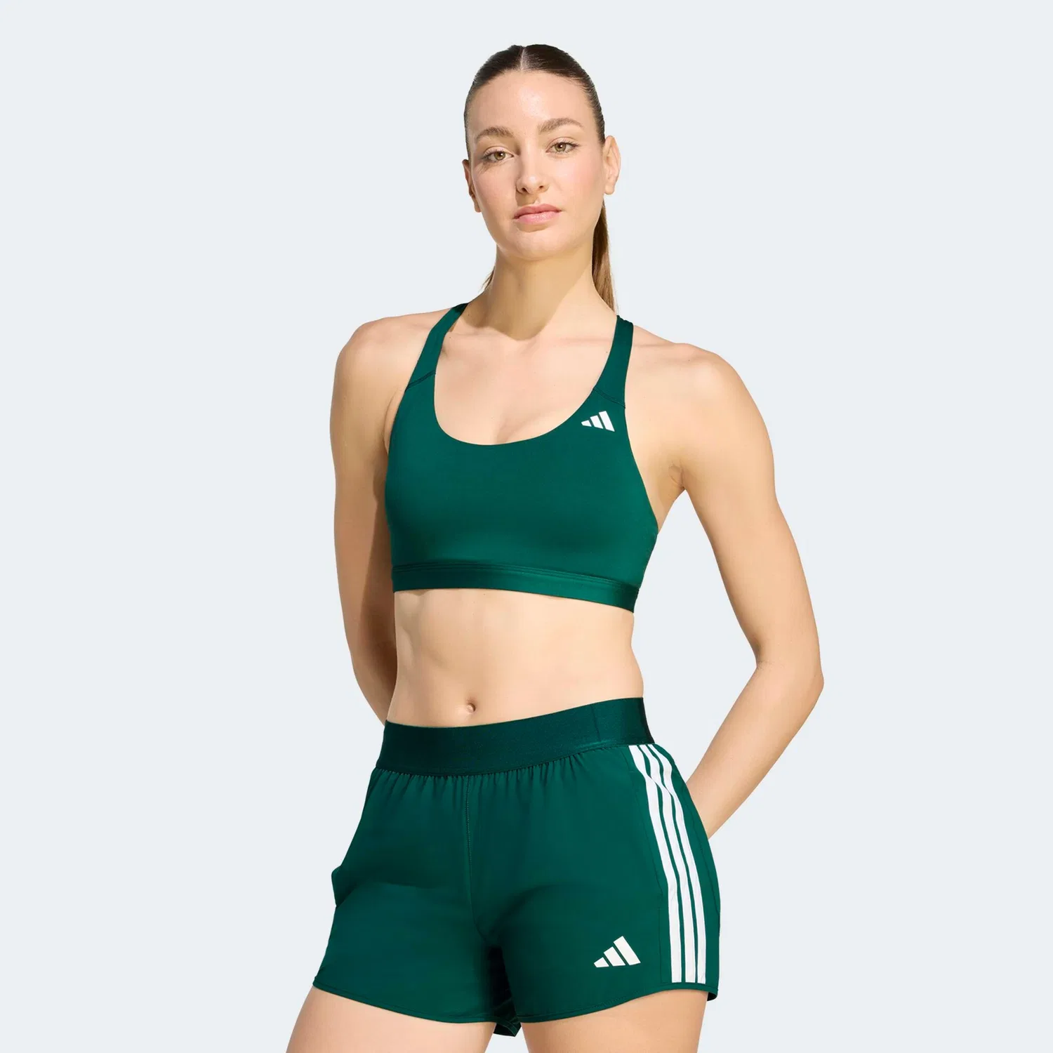 Женский спортивный топ для фитнеса с поддержкой средней интенсивности Adidas Performance, Collegiate Green