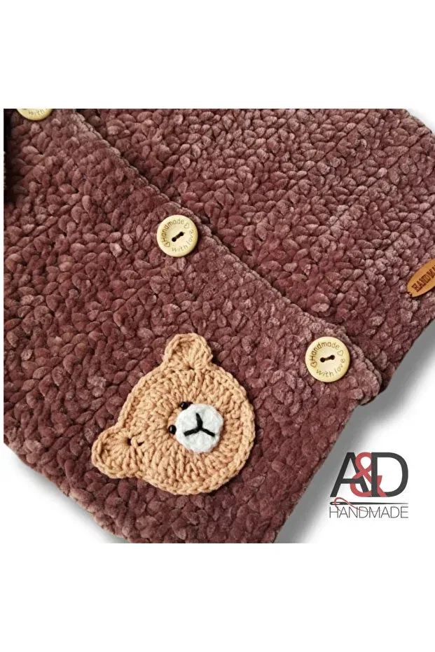 Детский кардиган из вельвета с длинным рукавом A&D Handmade, Koyukahve — фото 4