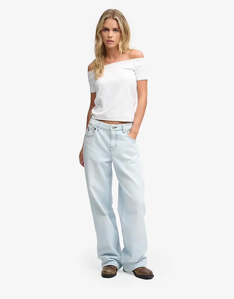 Топ Superdry Bardot с коротким рукавом и открытыми плечами, оптический — фото 4