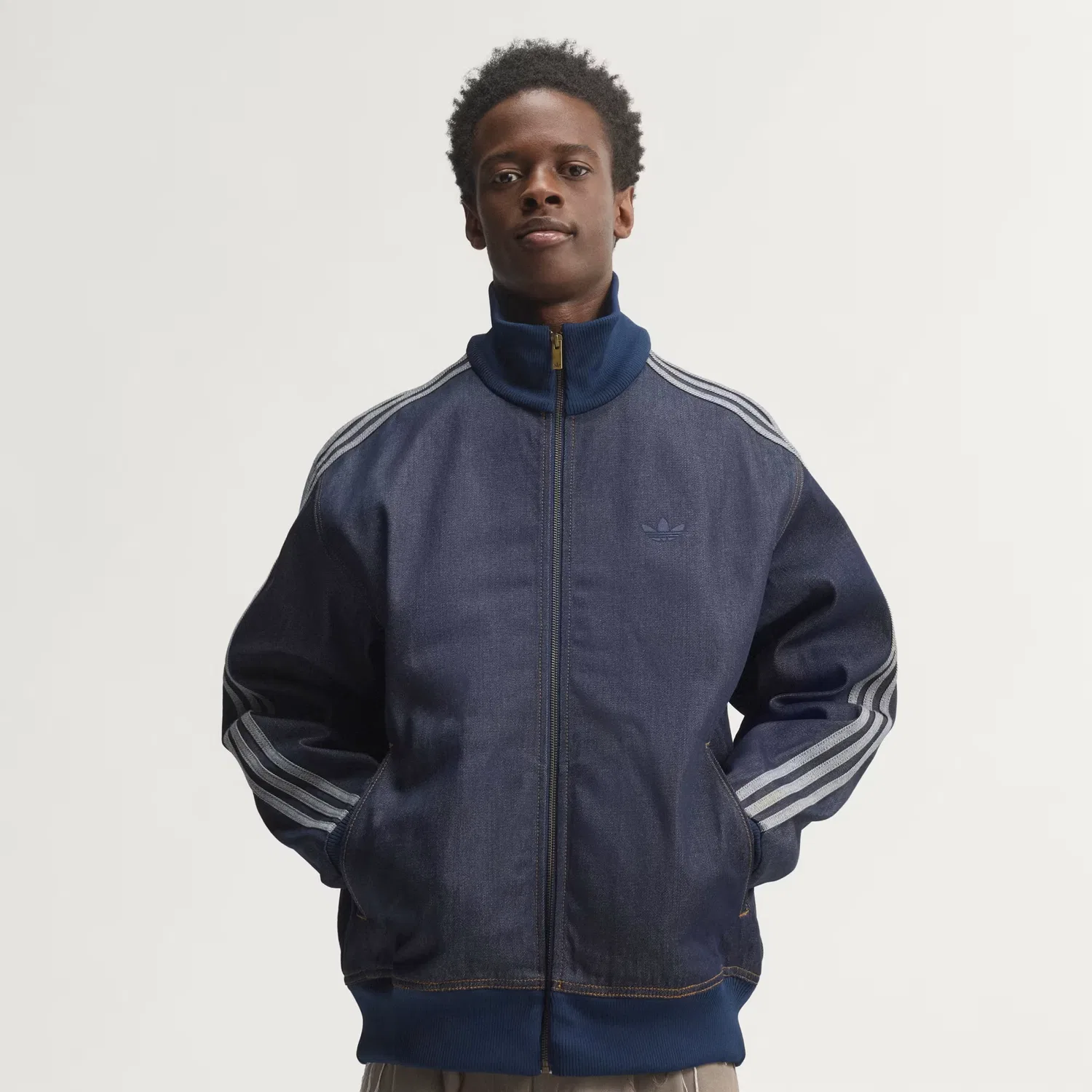 Мужская джинсовая куртка-олимпийка свободного кроя Firebird Adicolor Adidas Originals, индиго