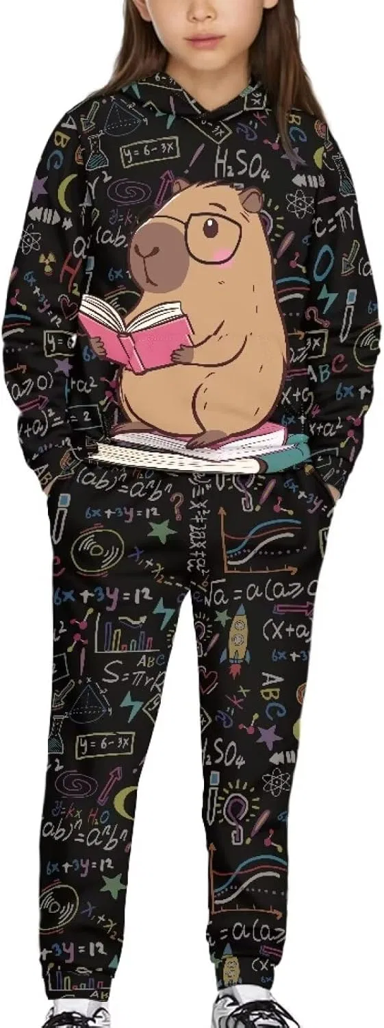 Детский спортивный костюм с принтом Capybara With Book Printed, из 2 предметов