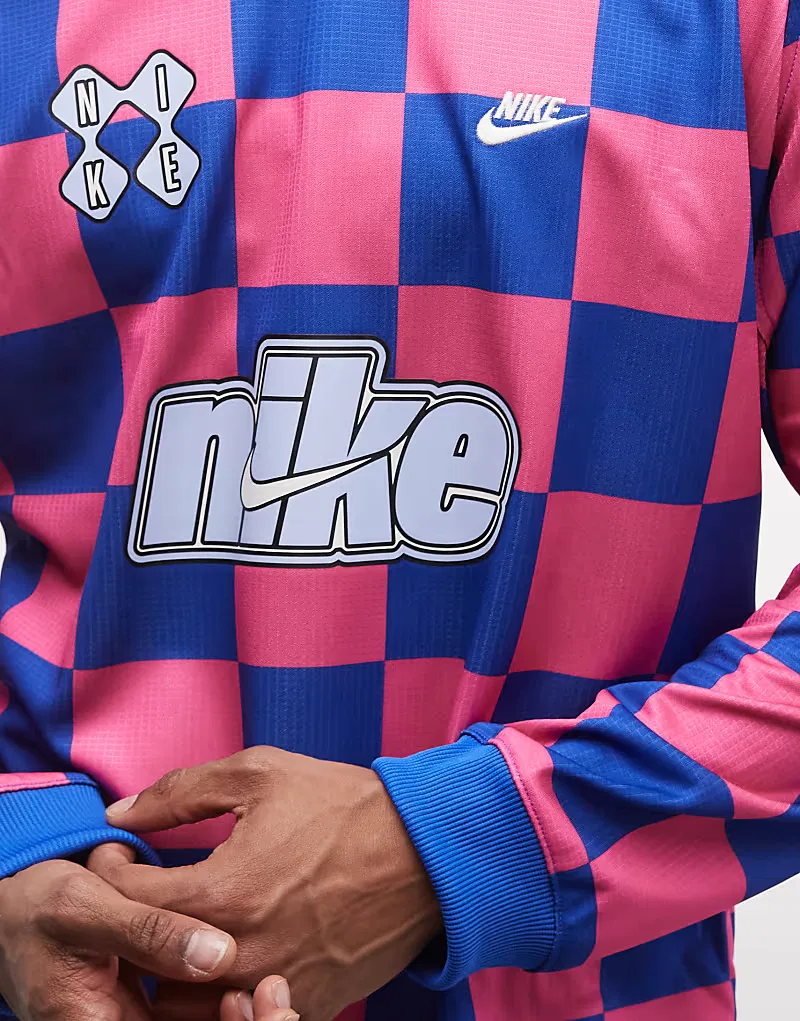 Топ вратарский Futbol в клетку Nike, розовый/синий — фото 4
