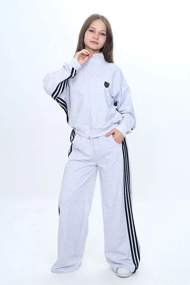 Детский oversize спортивный комплект для девочек Asortik Kids, Gri