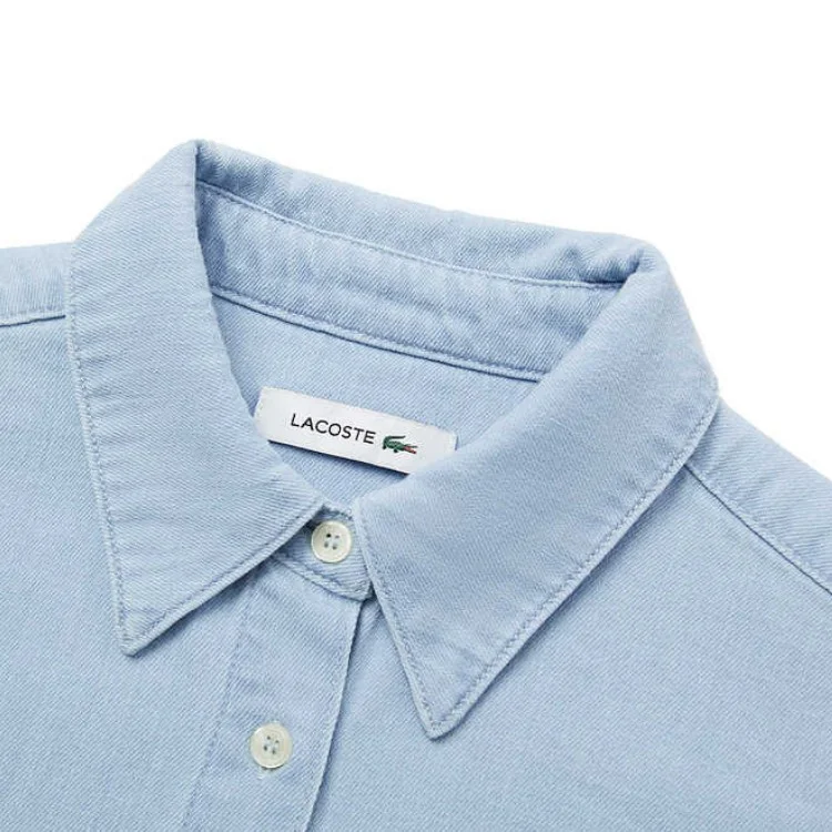 Рубашка женская LACOSTE 1GF/Light Indigo с лацканом — фото 4