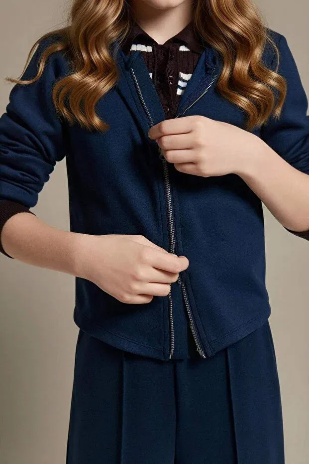 Детский кардиган для девочек с длинным рукавом Defacto, Navy Blue-Nv163 — фото 4