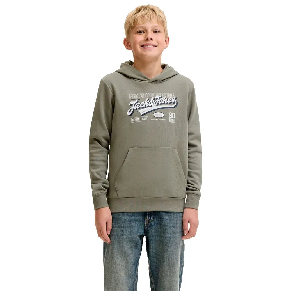 Детское худи с принтом Jack & jones Logo 2Col, Green