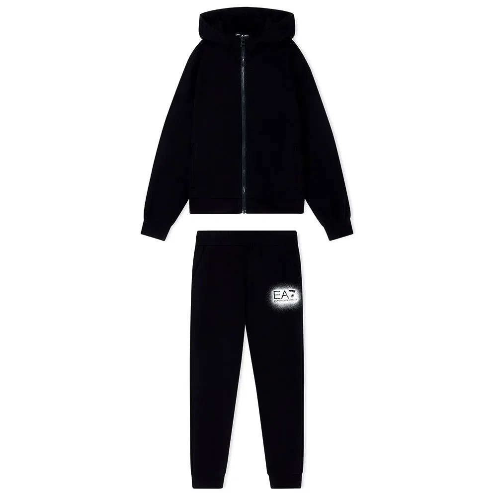 Детский спортивный костюм для девочек с капюшоном EA7 EMPORIO ARMANI, Black