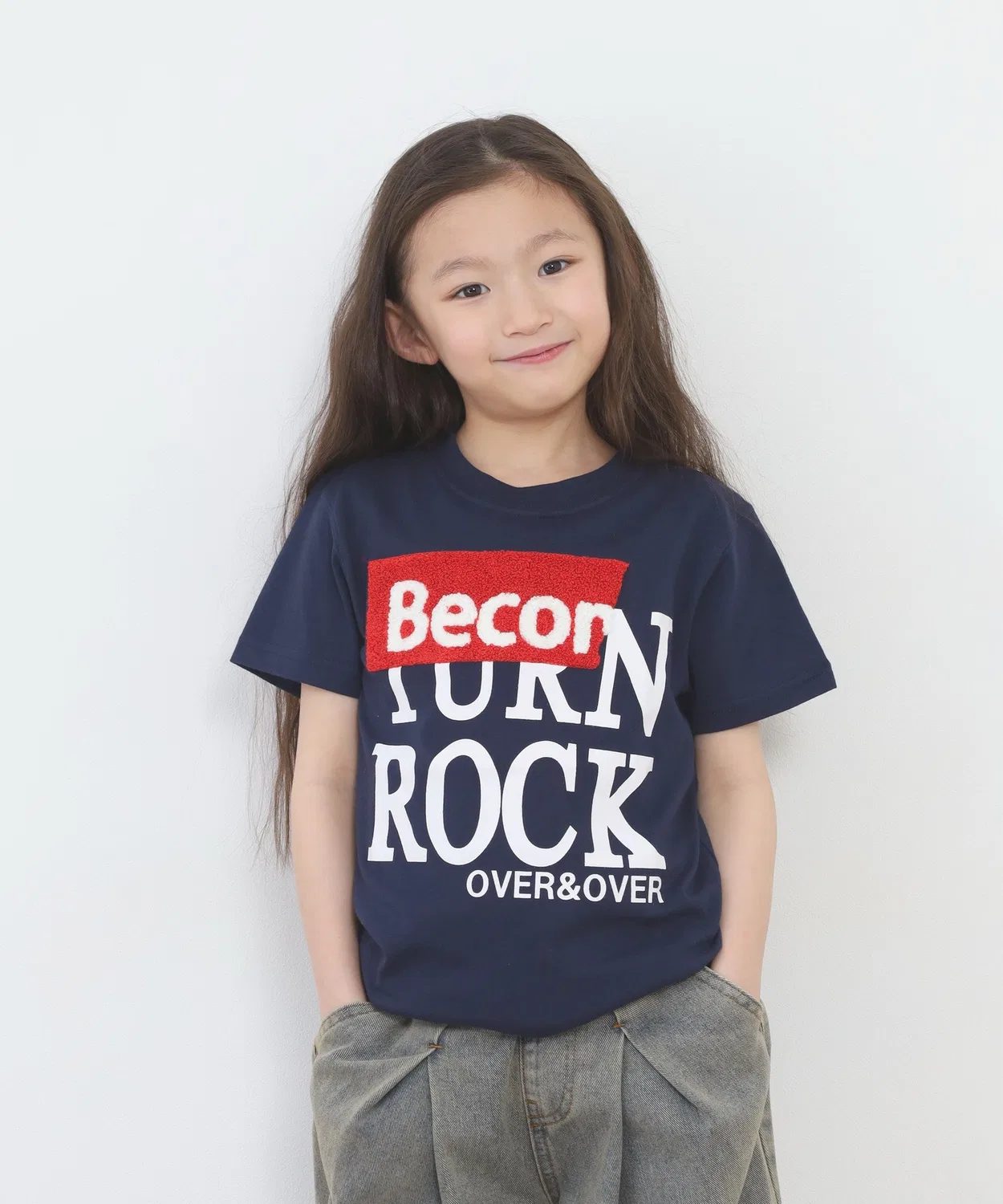 Детская футболка с сагара-вышивкой, короткий рукав, модель Sagara Embroidery FUNALIVE, Navy