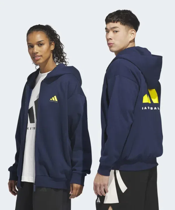 Худи-бомбер баскетбольный, Adidas, ночной индиго