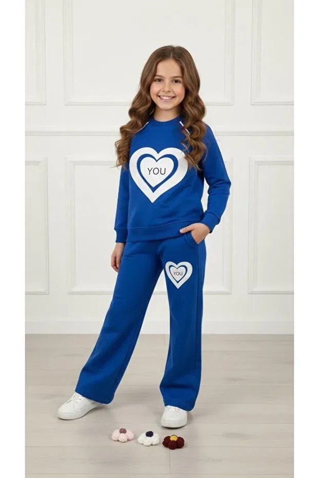 Детский комплект толстовки и брюк с сердцем Kids Clup, Blue