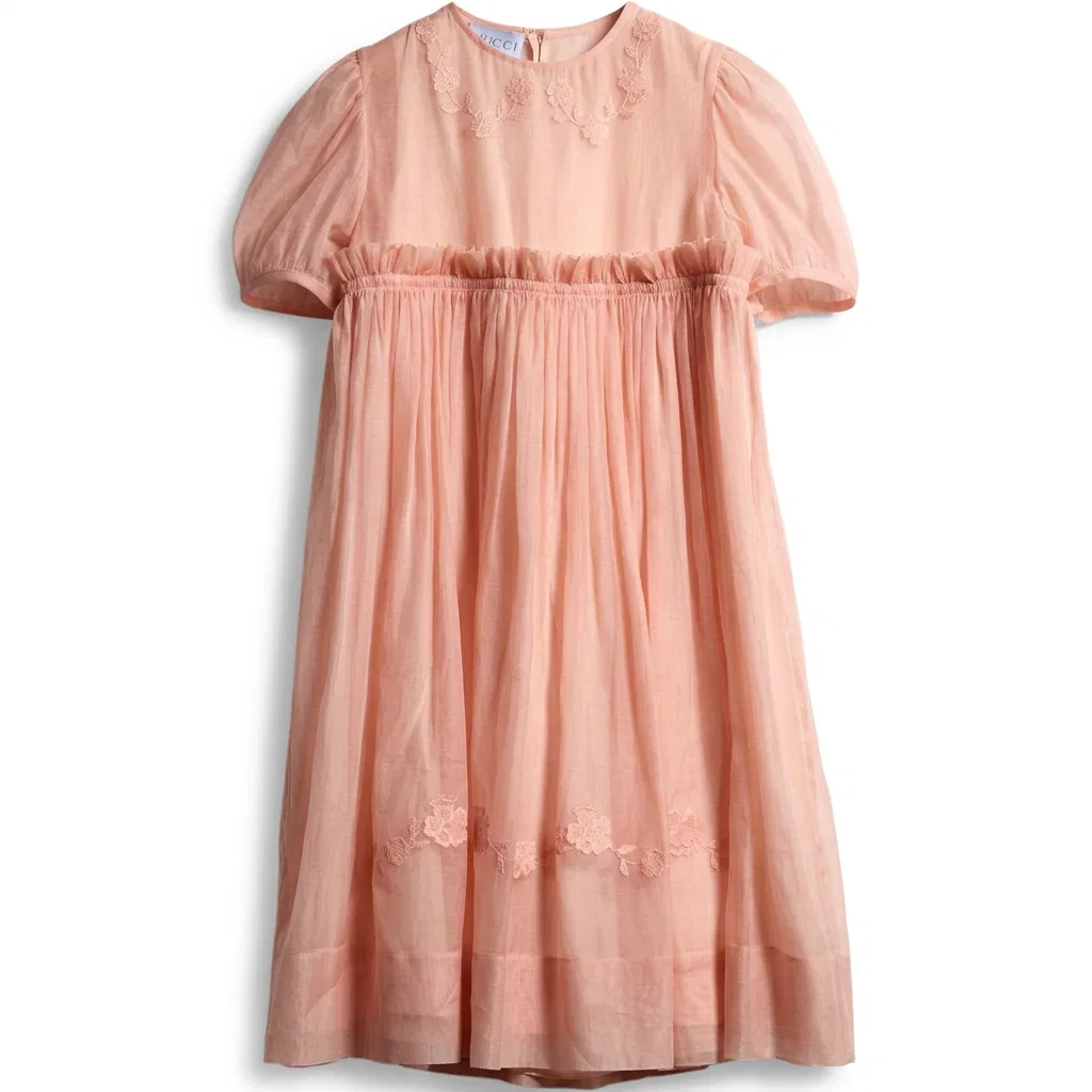 Детское платье для девочек с коротким рукавом Light Pink GUCCI