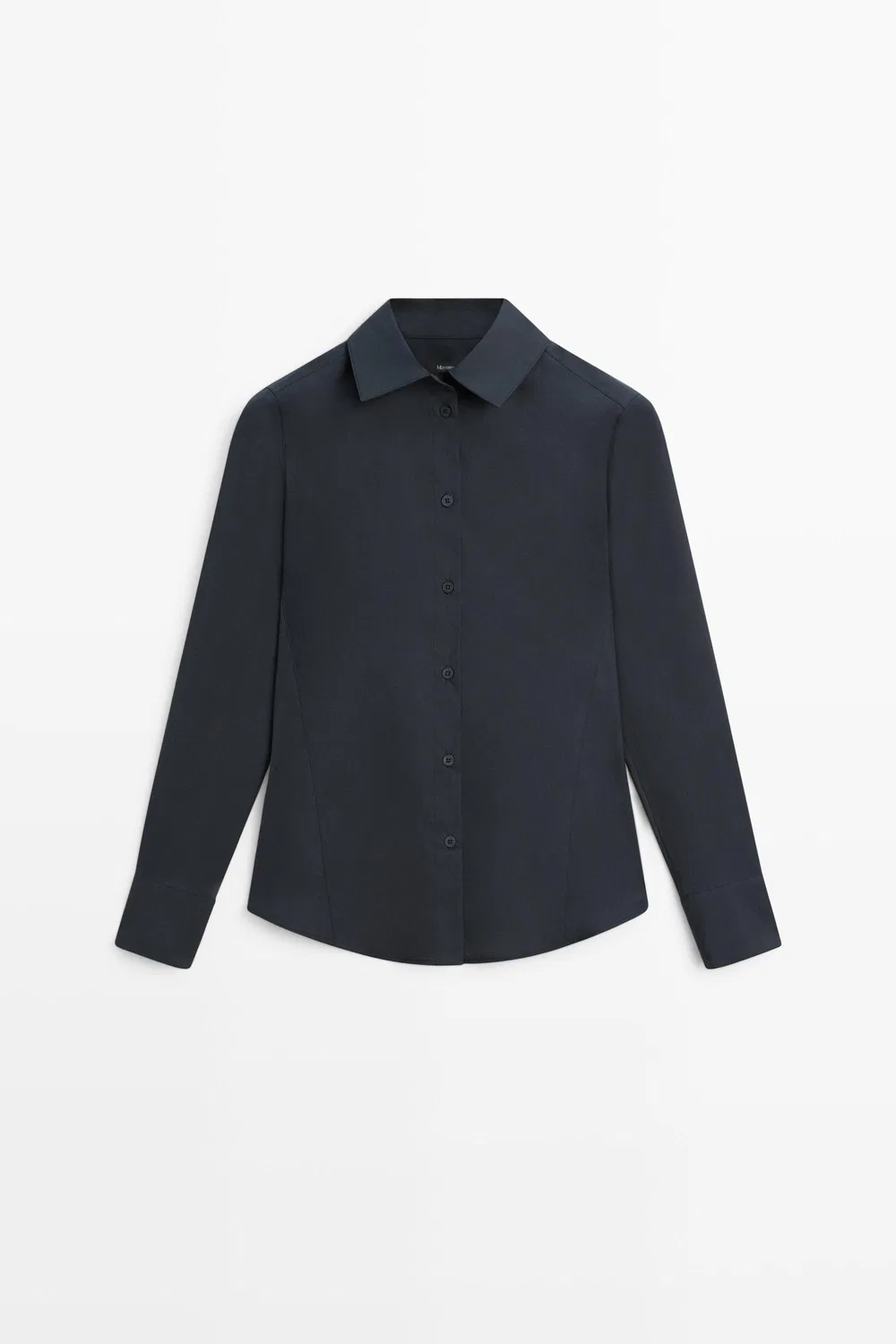Рубашка Massimo Dutti Cotton Blend Poplin, темно-синий — фото 2