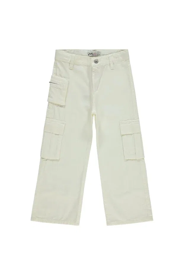 Детские брюки для девочек широкие Civil Girls, Off White — фото 4