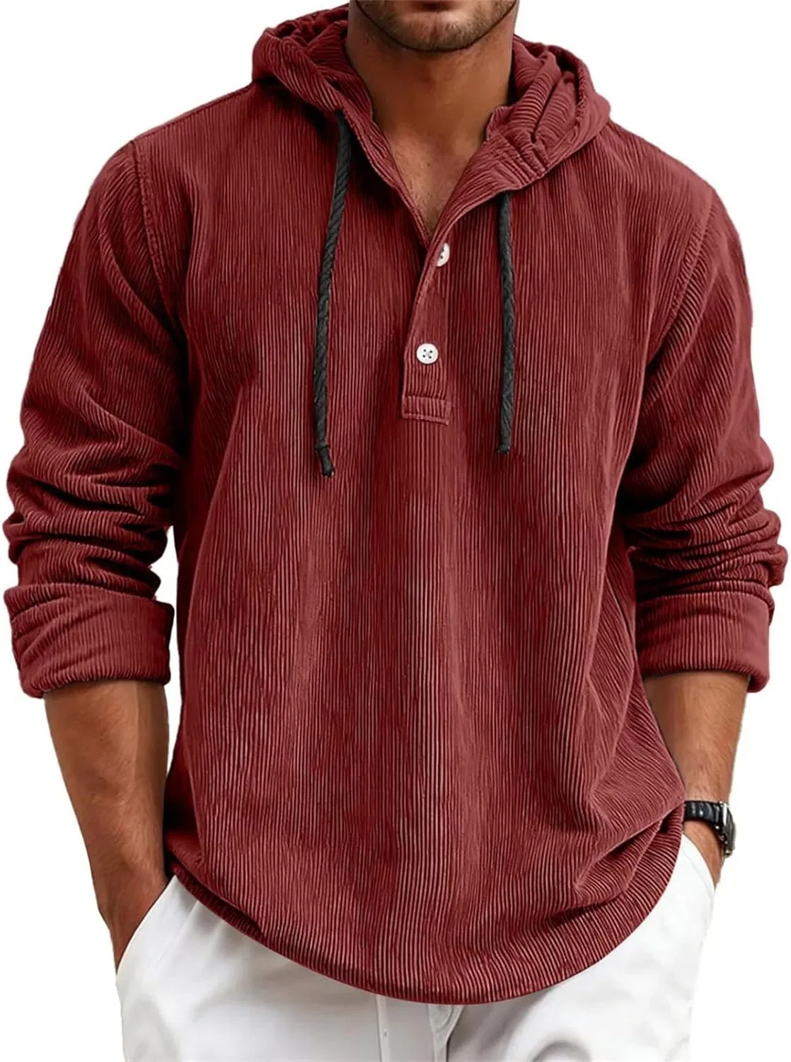 Худи на пуговицах мужское Corduroy Red