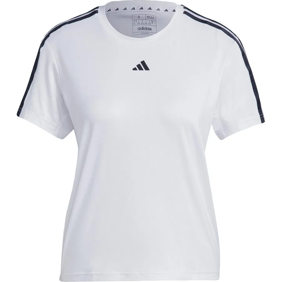 Женская футболка с коротким рукавом AEROREADY Train Essentials 3-Stripes Tee adidas, Бело-черный — фото 3