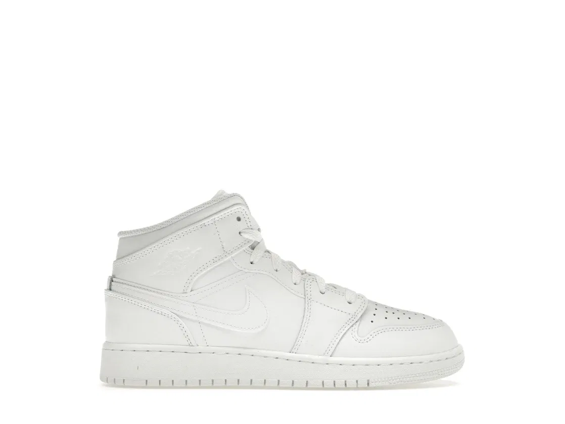 Детские кроссовки кожаные модель Jordan 1 Mid Jordan, White White White
